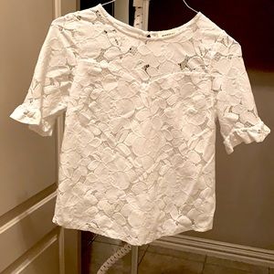 White lace short sleeve top